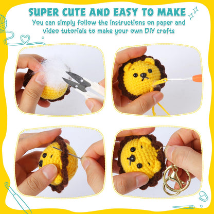 GOZATO Crochet Kit for Beginners, Crochet Animal Kit with Step-by-Step Video Tutorials, Easy Beginner Crochet Kit for Adults, Women & Men, Handmade DIY Gift Complete Kit Included (8Pack)