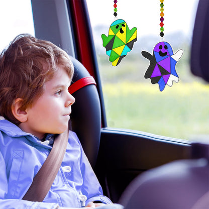 Winlyn 27 Sets Halloween Ghost Suncatchers Ornaments Decorations DIY Window Paint Art Sun Catchers Halloween Craft Kits Painting Kits for Kids Classroom Activities Art Projects Part Favors