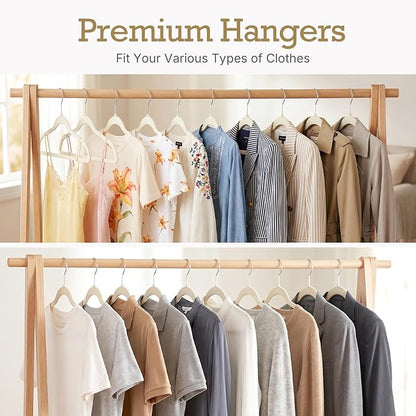 HOUSE DAY Ivory Velvet Hangers 40 Pack, Non Slip Clothes Felt Hanger Heavy Duty for Coat, Premium Slim Space Saving Suit Hangers for Closet Organizer, 360° Rotating Silver Hook