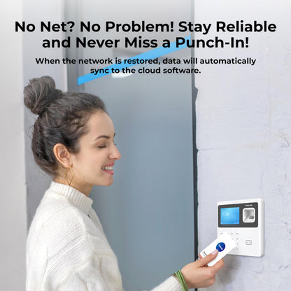 ANVIZ Time Clocks for Employees Small Business - Forever Free Cloud Software - W1 Pro Fingerprint Biometric Clock in and Out Attendance Machine, White