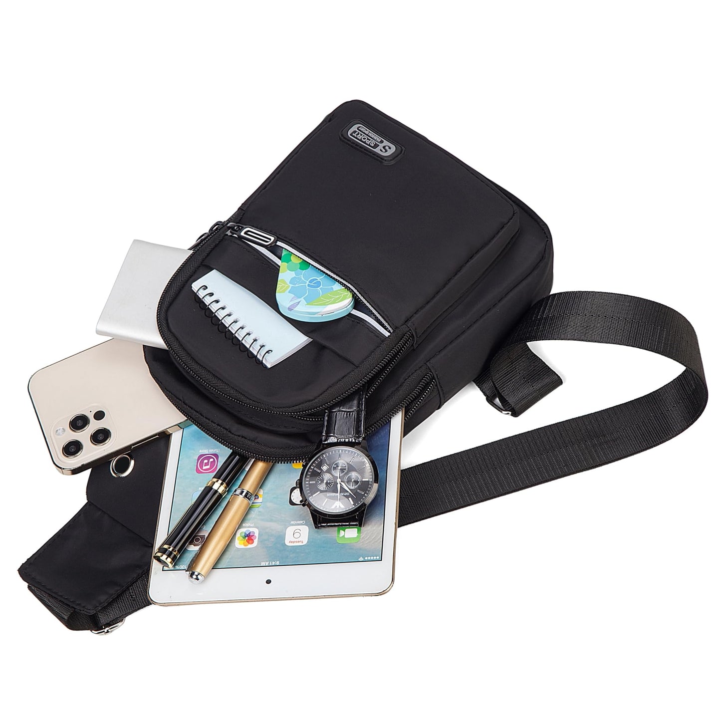 Cross Body Bag Sling Backpack Fanny Pack Small Crossbody Bags for Women Trendy - Black