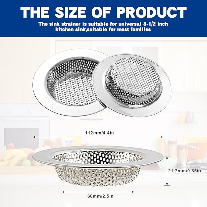 ROYEKDO 3PC Kitchen Sink Strainer Stainless Steel