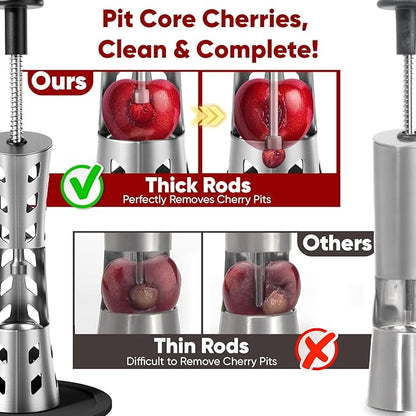 Newness Cherry Pitter, Premium Cherry Pitter Remover Tool, 304 Stainless Steel Cherry Seed Remover, Durable Cherry Stoner Fruit Pit Corer Deseeder Kitchen Tool, Press Type, More Labor Saving