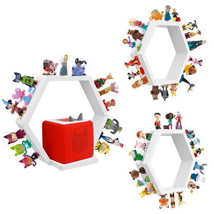 MITREL for Tonies Shelf Magnetic – Wooden Tonies Storage Shelf, Tonie Box Shelf with Tonies Holder, Wall Mounted Tonies Organizer for Kids Room (White)