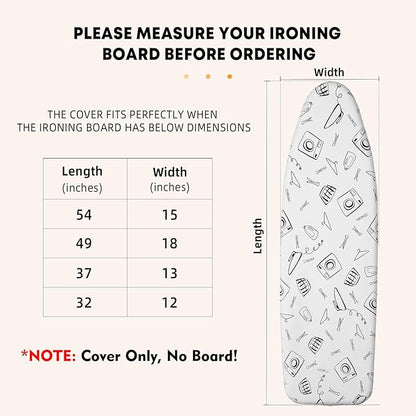 Seiritex Ironing Board Cover and Pad Standard Size 15 x 54 inch, Heat Reflective