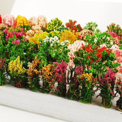 NWFashion 20PCS Miniature Colorful Flower Cluster Miniature Shrubs Bushes Static Grass Random Style Model Tree Scenery Accessories (20)