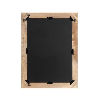 Kate and Laurel Natesa Boho Rectangle Carved Wood Mirror, 24 x 32, Natural Brown, Coastal Light Wooden Rectangular Mirror with Carved Detailing for Use as Bathroom Mirror for Vanity