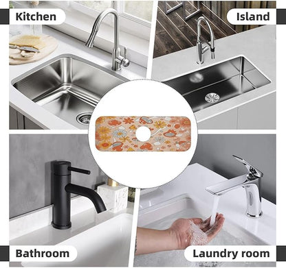 Mushroom Magic Retro Floral Bold Kitchen sink faucet pad, strong water