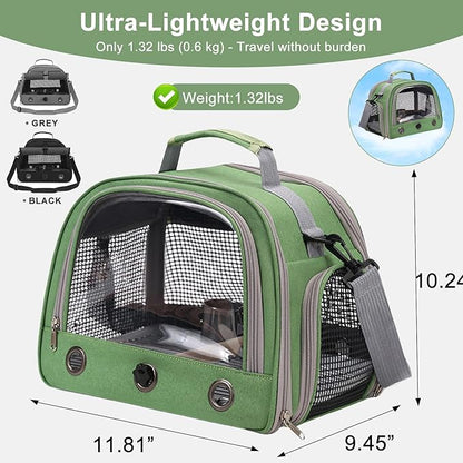 Bird Carrier, Lightweight Breathable Bird Backpack, Portable Wild Bird Carrier with Standing Perch for Parrot Travel Vet Visit (Black)