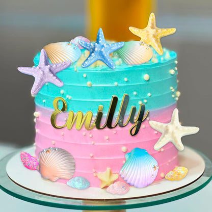 Under the Sea Cake Topper Beach Seashells Cake Decorations Ocean Under the Sea Birthday Party Decor Shells Starfish Cake Topper Summer Beach Baby Shower Party Supplies