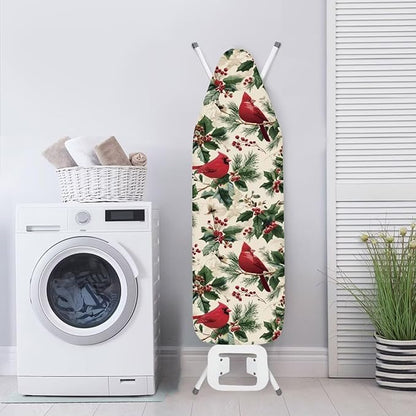 Christmas Cardinal Ironing Board Cover and Pad, Thick Scorch Resistant Padding