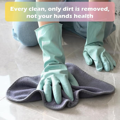 4 Pairs Rubber Kitchen Dishwashing Gloves - Colorful Reusable Household Cleaning Gloves Outdoor Chores for Women & Men (Large)