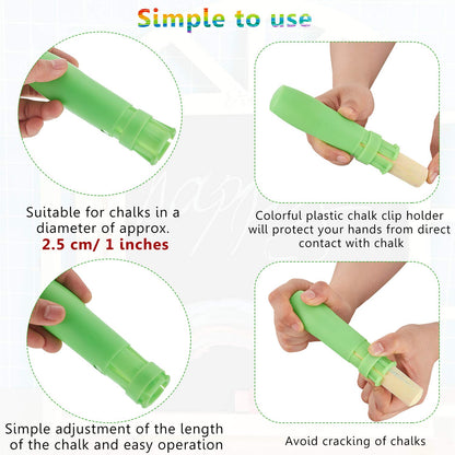 Outus 10 Pieces Sidewalk Chalk Holders Railroad Chalk Holder Jumbo Plastic Adjustable Clip for Kids Teachers Students Back to School Office Classroom