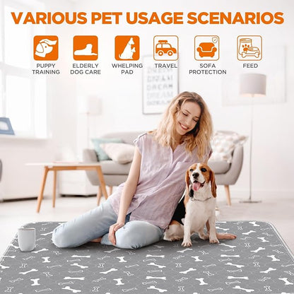 Washable Pee Pads for Dogs, 2Pack Reusable Puppy Pads, Fast Absorbent Dog Pee Pads for Crate Pet Training Pads, Waterproof Whelping Pads for Dogs Bed Mat Crate Indoor (Grey, 18x24)