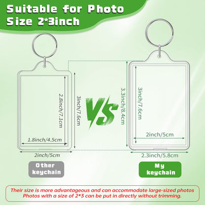 ZHLISHQINJJ 12 Pcs Photo Keychain (2 x 3inch) Transparent Picture Keychain, Acrylic Photo Insert Keychain DIY Personalize Favor Graduation Gift