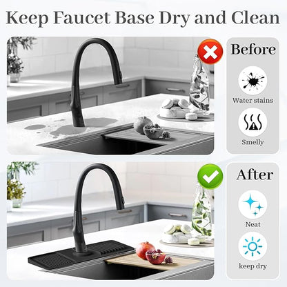 PoYang 14.6 Inch Faucet Mat for Kitchen Sink Splash Guard Behind Faucet