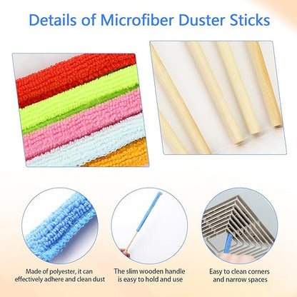 12 Pcs Microfiber Detail Duster Sticks Fan Cleaning Brush Crevice Cleaning Tool