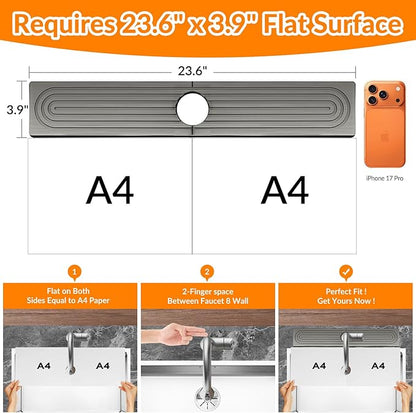 23.6 Inch Stone Faucet Mat for Kitchen Sink Splash Guard, Diatomite Sink