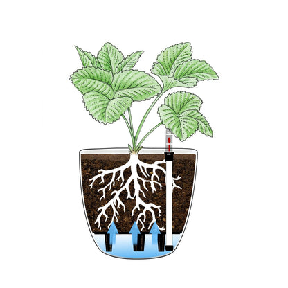 T4U 15CM Self Watering Plant Pots, Plastic Plant Pots Pack of 4, Self Watering Planter with Water Level Indicator, White Plant Pots Indoor Outdoor, Indoor Plant Pots for House Plants Flower Herb
