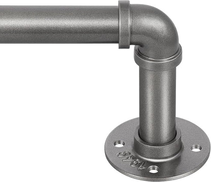 Zeerobee Curtain Rods for Windows 32 to 72, 1 Inch Industrial Wrap Around Grey Curtain Rod, Indoor/Outdoor Room Divider Adjustable Drapery Pole, 32"-72"