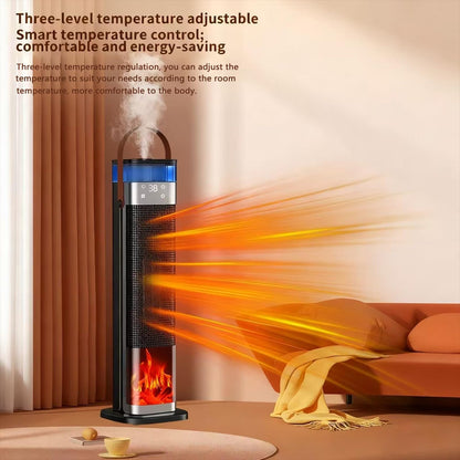 Yighlima Space Heater Indoor, 25" 1500W PTC Ceramic Heater with atomization and humidification function, 3 Modes, 3D Flame, 12H Timer, 45° Oscillating, with Remote, Tower Heater for Office Bedroom