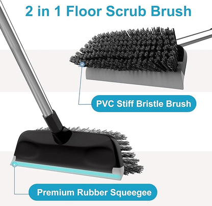 ITTAR Floor Scrub Brush with 55" Long Handle, Stainsless Steel Pole Heavy-Duty