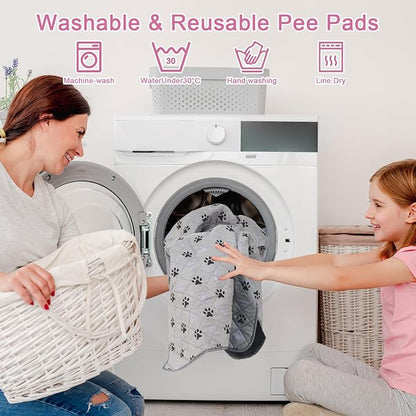 JERIA 2 Pack 36"x 41" Waterproof Non Slip Wee pad，Reusable Washable Pee Pads for Dogs，Absorbent and Leakproof Training Mats for Potty, Bed, Sofa, Potty Training