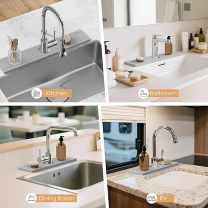 23.6''x4.8''Stone Faucet Mat for Kitchen Sink, Diatomite Quick Dry Kitchen Sink