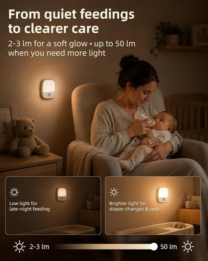 EZVALO Rechargeable Motion Sensor Night Lights, 2 Pack Magnetic Stick-On LED Lights with 3 Color Temperatures, Adjustable & Memory, Cordless Night Light for Closet, Bedroom, Hallway, Stairs, Bathroom
