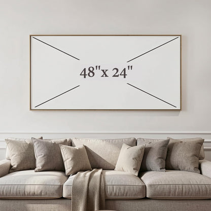 Modern Abstract Canvas Print Black White Leaves Natural Landscape Living Room Bedroom Office Decoration 48”×24" Framed