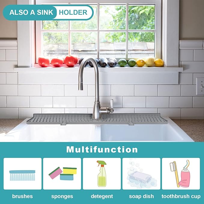 30 Inch Kitchen Sink Splash Guard, Large Size Faucet Mat