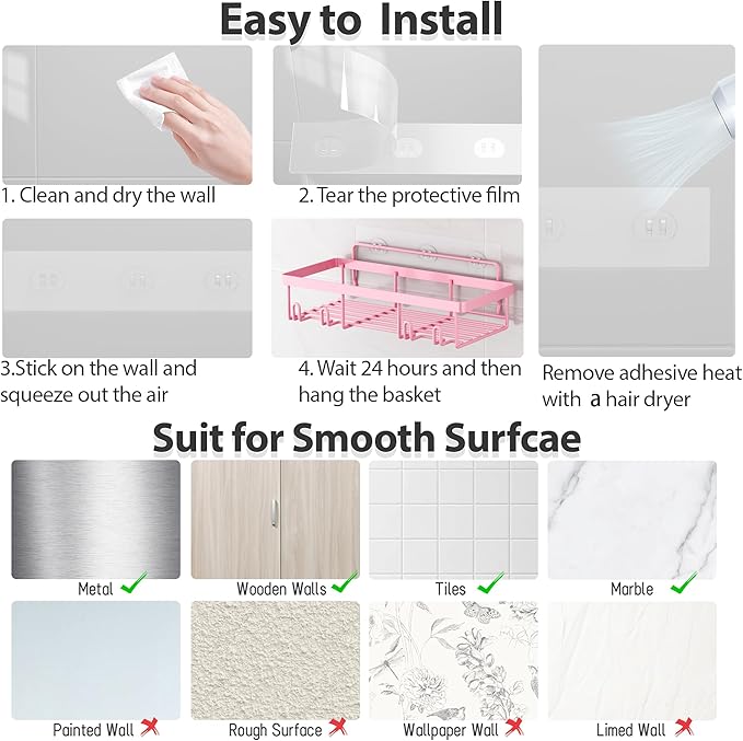 5 Pack Shower Caddy Organizer Rack Shelf