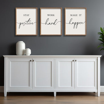 Heiple Motivational Wall Art 11"x14" Framed Wooden Inspirational Office Wall Decor for Men Picture Poster Positive Work Hard Quote Wall Decor for Home Office Bedroom (Brown, 11”x14”)