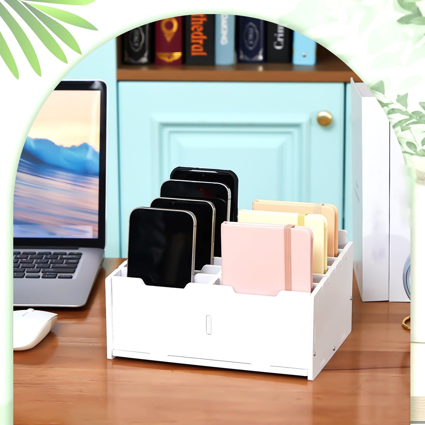 Ctosree 2 Pcs Classroom Cell Phone Holder, Cellphone Decor Storage Box for Students Management Calculator Phone Organizer Box for School Office Shelf(8.58 x 6.73 x 4.02 Inch)