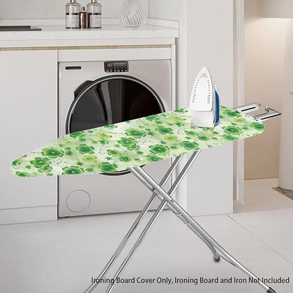 Green Leaves Ironing Board Cover and Pad, Thick Scorch Resistant Padding Heavy