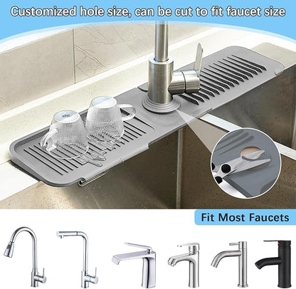 5° Slope Kitchen Sink Faucet Mat, Kitchen Sink Splash Guard, Silicone Material