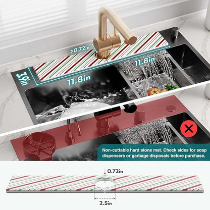 Stone Faucet Mat for Kitchen Sink, Diatomite Drying Stone Mat for Kitchen