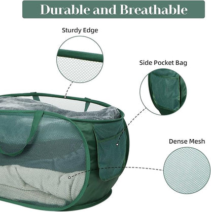 Sturdy Mesh Pop Up Laundry Hamper, Collapsible Laundry Baskets