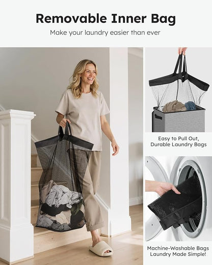 SOLEDI Laundry Hamper with Lid 100L Large & Tall Collapsible Laundry Basket