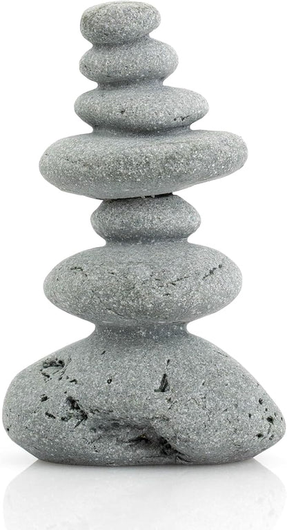 Aquarium Decor,7-Stone Mini Stacked Zen Rock Stone Decor – Balanced Stones Cairn Statue for Garden, Fish Tank, and Micro Landscape (3.7" H)