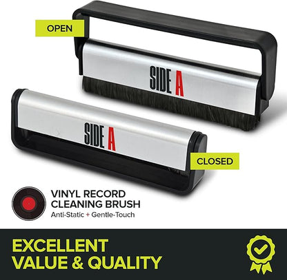 Side A Vinyl Record Brush with Soft Carbon Fibre Bristles, Anti-Static