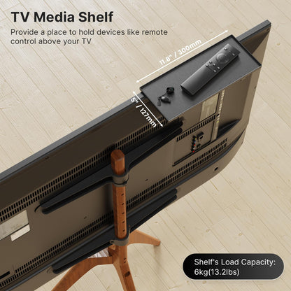 PUTORSEN Premium Wood Easel TV Stand, Adjustable TV Tripod Stand for 45-65 Inch LED LCD Screen, with Top TV Shelf and Magnetic Concealed Cable Management, Max Load 88lbs, Walnut