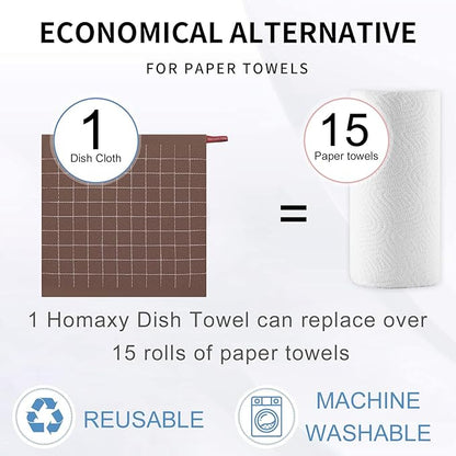 Homaxy 100% Cotton Terry Kitchen Towels, Checkered Designed, Soft and Super