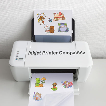 Feifeiya Washi Paper Sticker White Printable Multipurpose Copy Paper Inkjet Printer Compatible Full Sheet Letter Size Labels(30 Pcs,8.5 x 11 Inches)