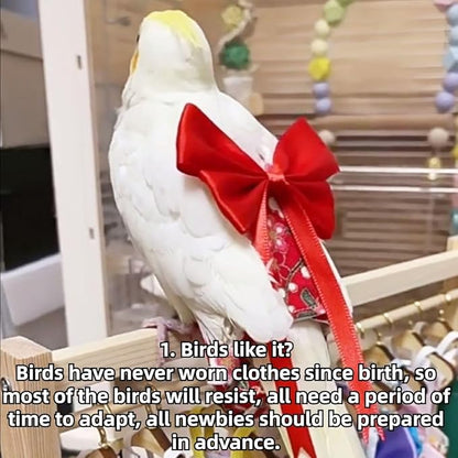 Bird Diaper Parrot Washable Diapers, Parrot Flight Suit, Reusable Nappies for Parakeet Cockatiel Mini Macaw Budgie Conure Lovebird (Beige,2M)