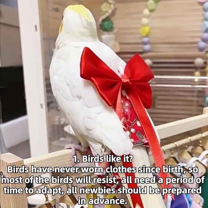 Bird Diaper Parrot Washable Diapers, Parrot Flight Suit, Reusable Nappies for Parakeet Cockatiel Mini Macaw Budgie Conure Lovebird (Beige,S)