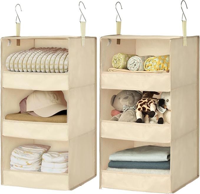 GRANNY SAYS 3 Shelf Hanging Closet Organizers and Storage, Collapsible Closet