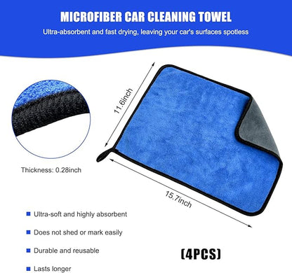 4PCS Microfiber Towels for Car, Scratch-Free Drying & Detailing Towel Wash
