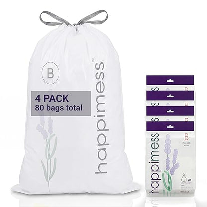 happimess 5.3 Gallon Drawstring Trash Bags, Lavender Scent, Heavy Duty MDPE