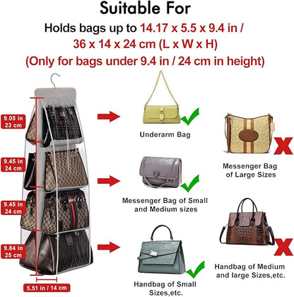 Lirex Handbag Hanging Organizer, 8 Pocket Purse Storage Hanger Oxford Cloth